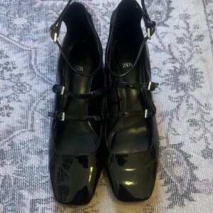 Zara Patent Black Triple Strap May Jane’s